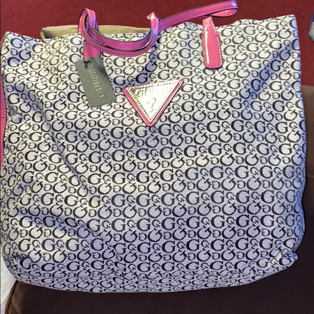 Pink/brown tote bag